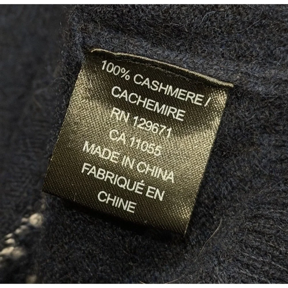 Skull Cashmere 100% Cashmere Crewneck Sweater‎ Navy Blue Skull All Over Size L